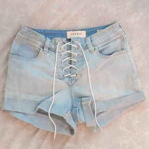 PacSun high rise lace-up jean shorts